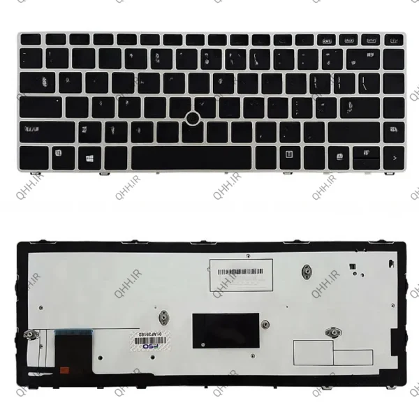 کیبرد لپ تاپ اچ پی EliteBook Folio 9470M مشکی-با موس و بک لایت-با فریم نقره ای