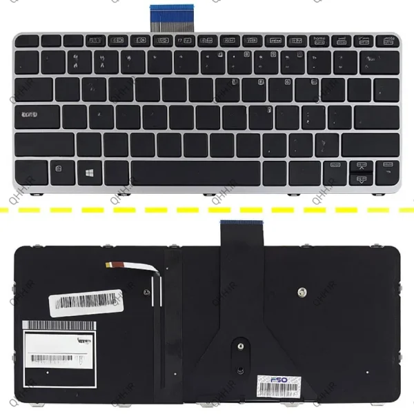 کیبرد لپ تاپ اچ پی EliteBook Folio 1030 G1 مشکی-اینتر کوچک-با بک لایت-با فریم نقره ای