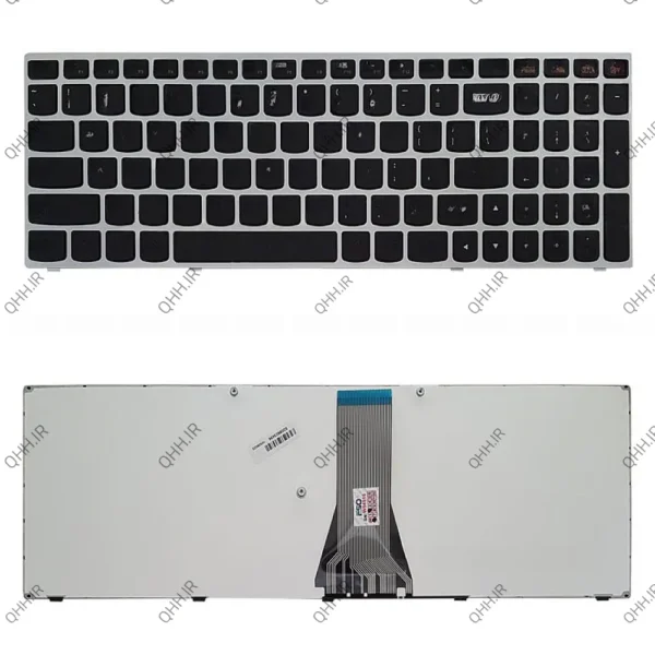 کیبرد لپ تاپ لنوو IdeaPad G50-70 مشکی-بدون بک لایت-با فریم نقره ای