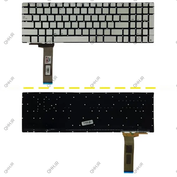 کیبرد لپ تاپ ایسوس N550 نقره ای-اینترکوچک با بک لایت-بدون فریم