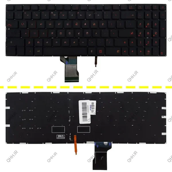 کیبرد لپ تاپ ایسوس ROG G502 مشکی-اینترکوچک-بابک لایت با فونت قرمز