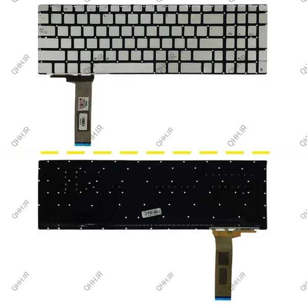 کیبرد لپ تاپ ایسوس N550 نقره ای-اینترکوچک با بک لایت-بدون فریم