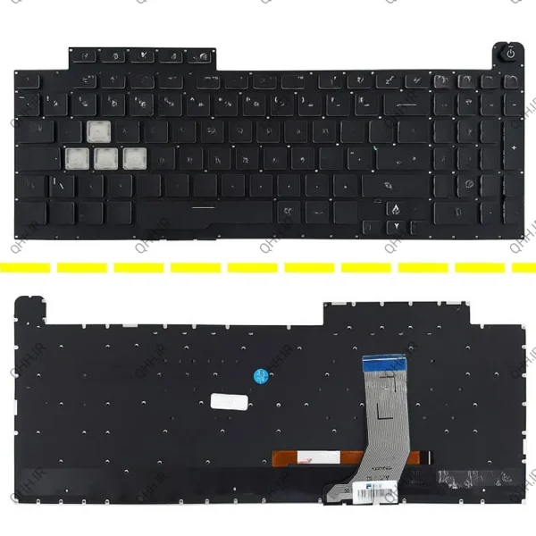 کیبرد لپ تاپ ایسوس ROG Strix G731 مشکی-اینترکوچک-بابک لایت-بدون فریم با کلید پاور