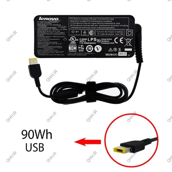 آداپتور لپ تاپ لنوو 20V 2.25A Gimo Plus سر یو اس بی کابل دو تایی