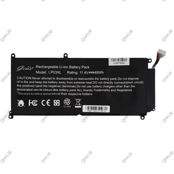 باتری لپ تاپ اچ پی ENVY 15-AE_LP03XL_Gimo Plus مشکی داخلی-48 وات ساعت