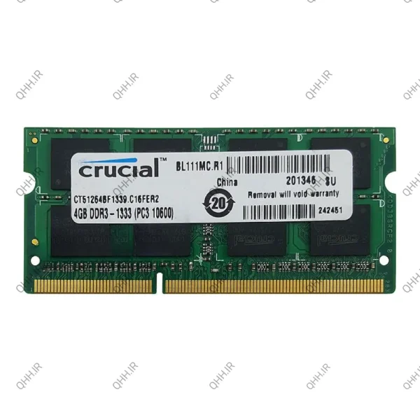 رم لپ تاپ 4 گیگ Crucial DDR3-1333-10600 MHZ 1.5V