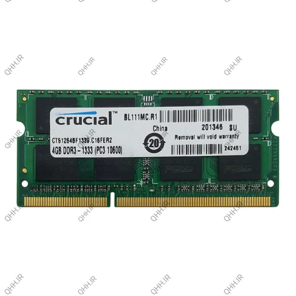 رم لپ تاپ 4 گیگ Crucial DDR3-1333-10600 MHZ 1.5V