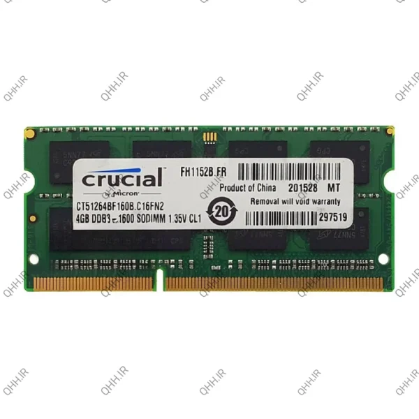 رم لپ تاپ 4 گیگ Crucial DDR3-PC3L-1600-12800 MHZ 1.35V