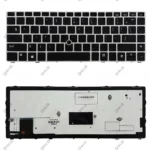 کیبرد لپ تاپ اچ پی EliteBook Folio 9470M مشکی-با موس و بک لایت-با فریم نقره ای