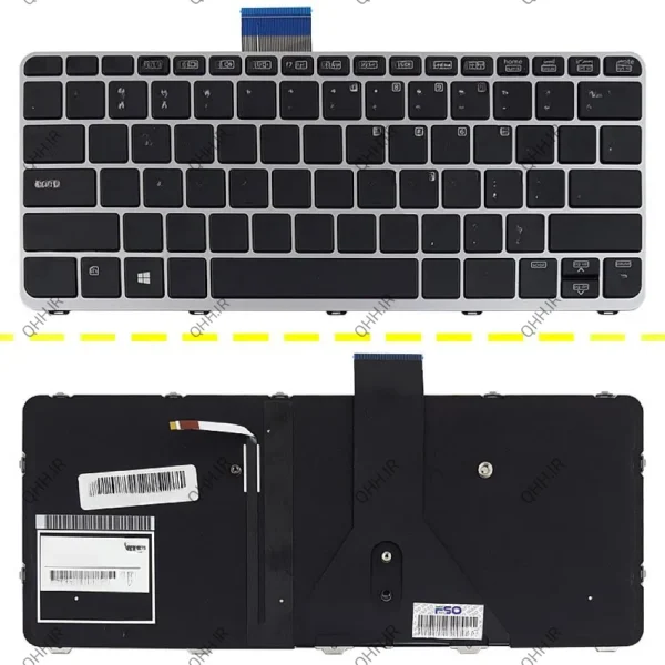 کیبرد لپ تاپ اچ پی EliteBook Folio 1030 G1 مشکی-اینتر کوچک-با بک لایت-با فریم نقره ای