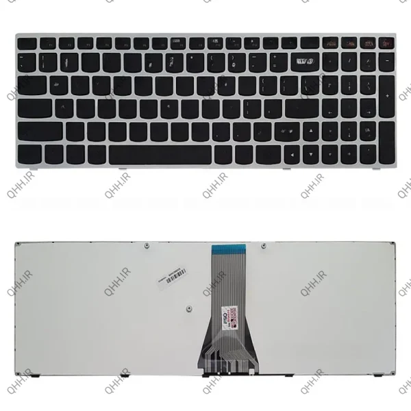 کیبرد لپ تاپ لنوو IdeaPad G50-70 مشکی-بدون بک لایت-با فریم نقره ای