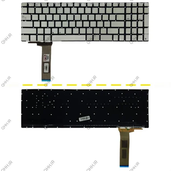 کیبرد لپ تاپ ایسوس N550 نقره ای-اینترکوچک با بک لایت-بدون فریم