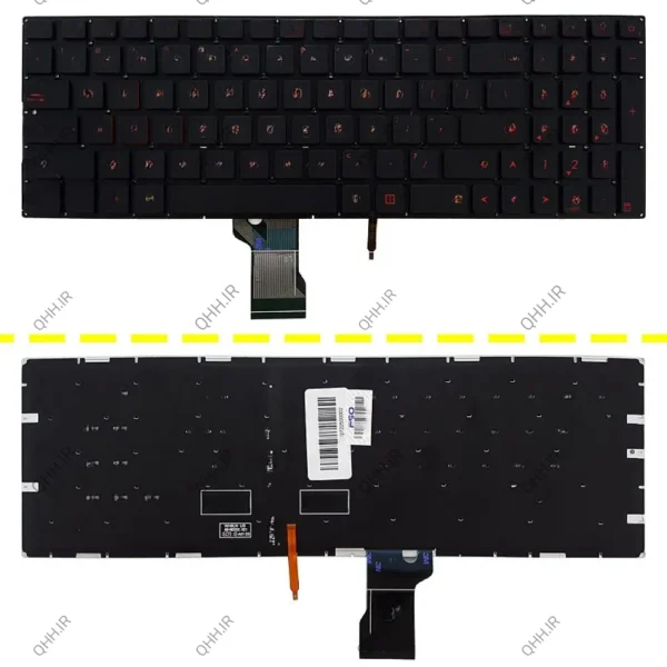 کیبرد لپ تاپ ایسوس ROG G502 مشکی-اینترکوچک-بابک لایت با فونت نارنجی