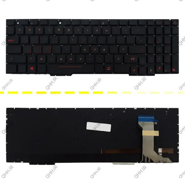 کیبرد لپ تاپ ایسوس GL553-FX553 مشکی-اینترکوچک-با بک لایت و کلید پاور