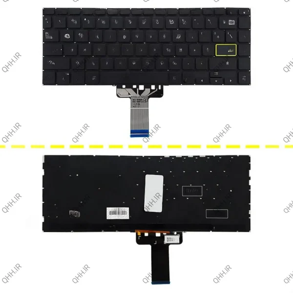 کیبرد لپ تاپ ایسوس VivoBook S433 مشکی-اینترکوچک-بابک لایت-بدون فریم با کلید پاور