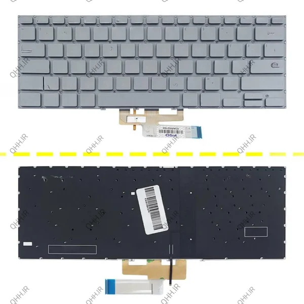 کیبرد لپ تاپ ایسوس ZenBook Flip 14 UX462 نقره ای-اینترکوچک با بک لایت بدون فریم
