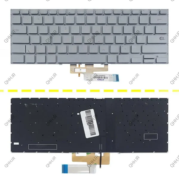 کیبرد لپ تاپ ایسوس ZenBook Flip 14 UX462 نقره ای-اینترکوچک با بک لایت بدون فریم