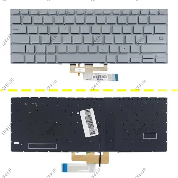 کیبرد لپ تاپ ایسوس ZenBook Flip 14 UX462 نقره ای-اینترکوچک با بک لایت بدون فریم