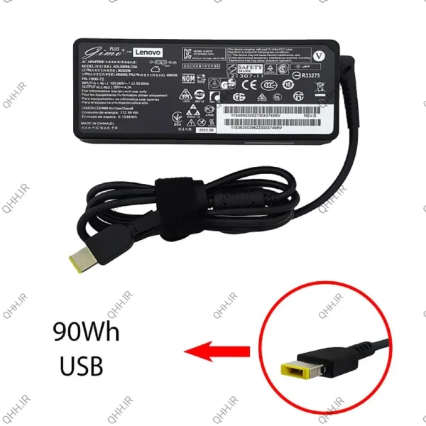 آداپتور لپ تاپ لنوو 20V 4.5A Gimo Plus سر یو اس بی