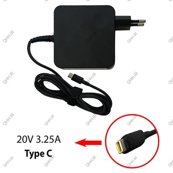 آداپتور لپ تاپ لنوو 20V 3.25A Type C_Gimo Plus مربعی