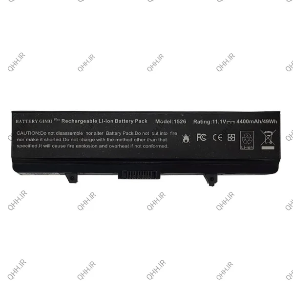 باتری لپ تاپ دل Inspiron 1525-1526-1545-6Cell Gimo Plus مشکی-49 وات ساعت