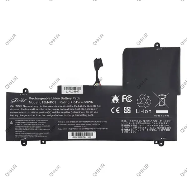 باتری لپ تاپ لنوو IdeaPad Yoga 710_L15L4PC2-L15M4PC2 Gimo Plus مشکی داخلی-53 وات ساعت