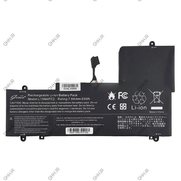 باتری لپ تاپ لنوو IdeaPad Yoga 710_L15L4PC2-L15M4PC2 Gimo Plus مشکی داخلی-53 وات ساعت