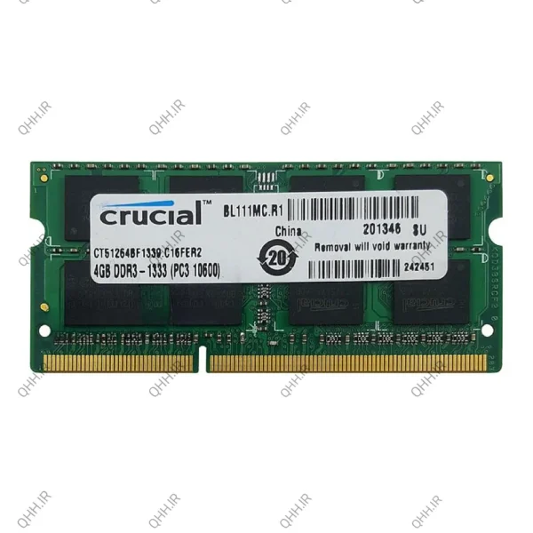 رم لپ تاپ 4 گیگ Crucial DDR3-1333-10600 MHZ 1.5V