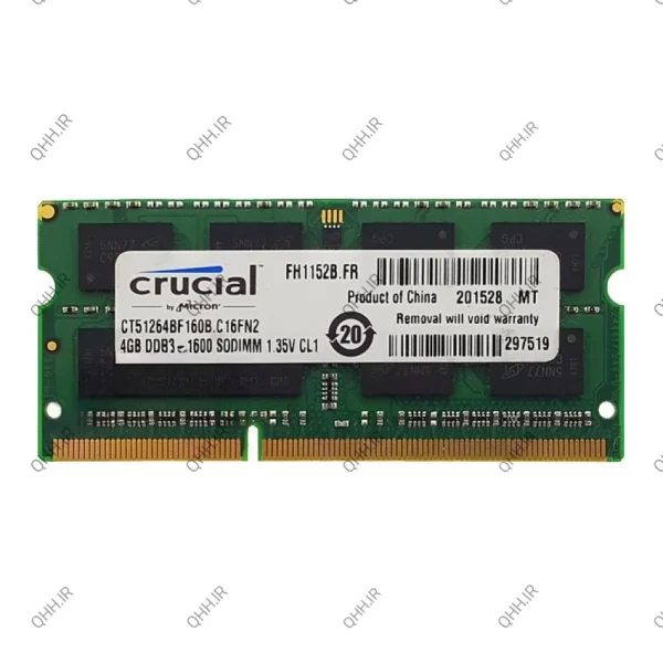 رم لپ تاپ 4 گیگ Crucial DDR3-PC3L-1600-12800 MHZ 1.35V