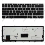 کیبرد لپ تاپ اچ پی EliteBook Folio 9470M مشکی-با موس و بک لایت-با فریم نقره ای