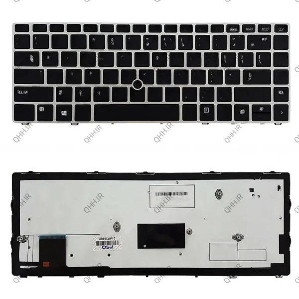 کیبرد لپ تاپ اچ پی EliteBook Folio 9470M مشکی-با موس و بک لایت-با فریم نقره ای