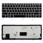 کیبرد لپ تاپ اچ پی EliteBook Folio 9470M مشکی-با موس و بک لایت-با فریم نقره ای