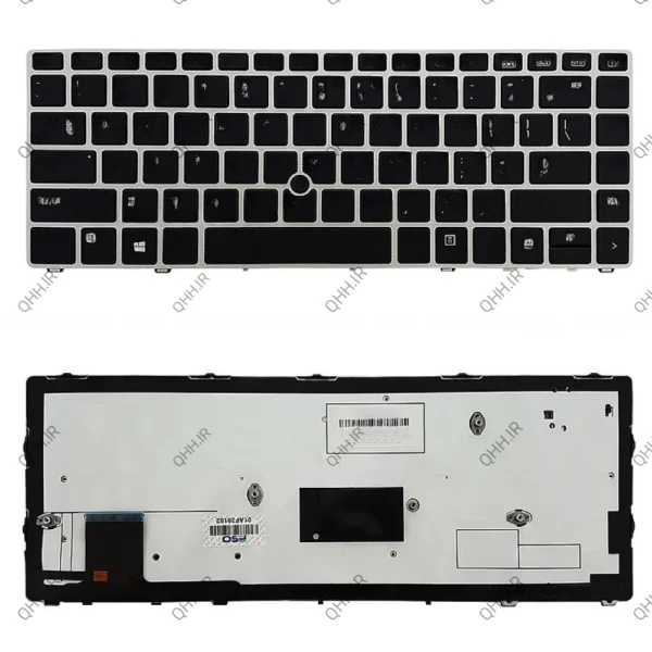 کیبرد لپ تاپ اچ پی EliteBook Folio 9470M مشکی-با موس و بک لایت-با فریم نقره ای