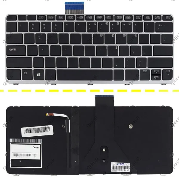 کیبرد لپ تاپ اچ پی EliteBook Folio 1030 G1 مشکی-اینتر کوچک-با بک لایت-با فریم نقره ای