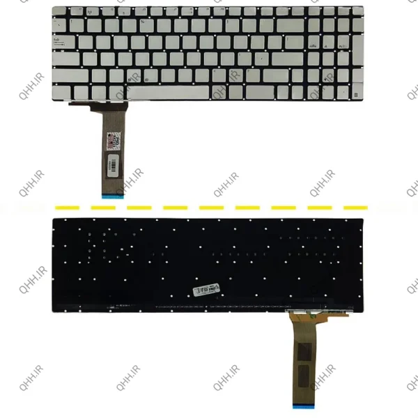 کیبرد لپ تاپ ایسوس N550 نقره ای-اینترکوچک با بک لایت-بدون فریم