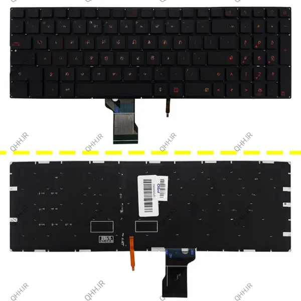 کیبرد لپ تاپ ایسوس ROG G502 مشکی-اینترکوچک-بابک لایت با فونت نارنجی