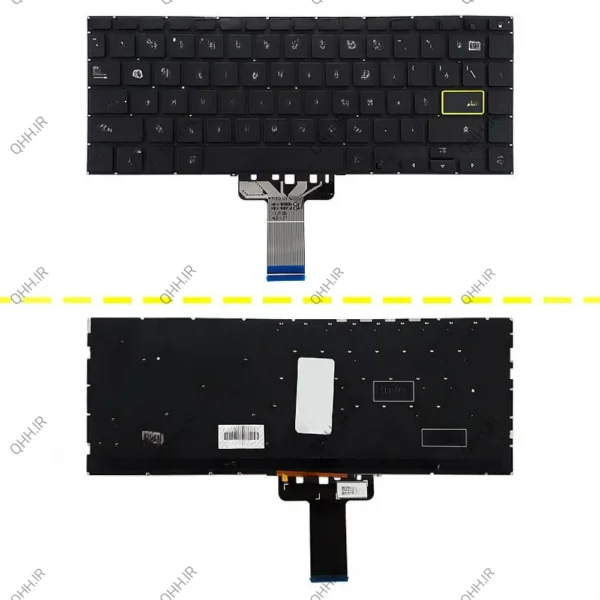 کیبرد لپ تاپ ایسوس VivoBook S433 مشکی-اینترکوچک-بابک لایت-بدون فریم با کلید پاور