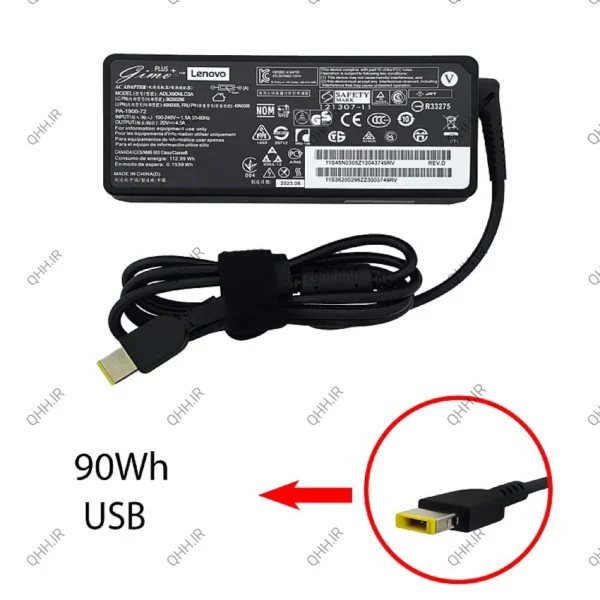 آداپتور لپ تاپ لنوو 20V 4.5A Gimo Plus سر یو اس بی