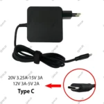 آداپتور تبلت-موبایل-لپ تاپ 20V 3.25A-15V 3A-12V 3A-5V 2A Type C مربعی