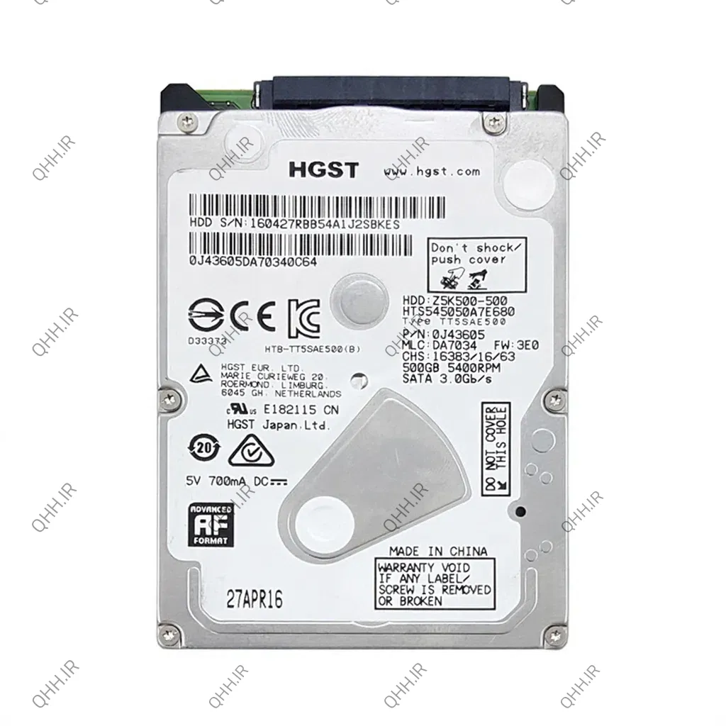 هارد HDD لپ تاپ 500 گیگابایت HGST Sata 5400RPM Slim  -ریفر - Image 1